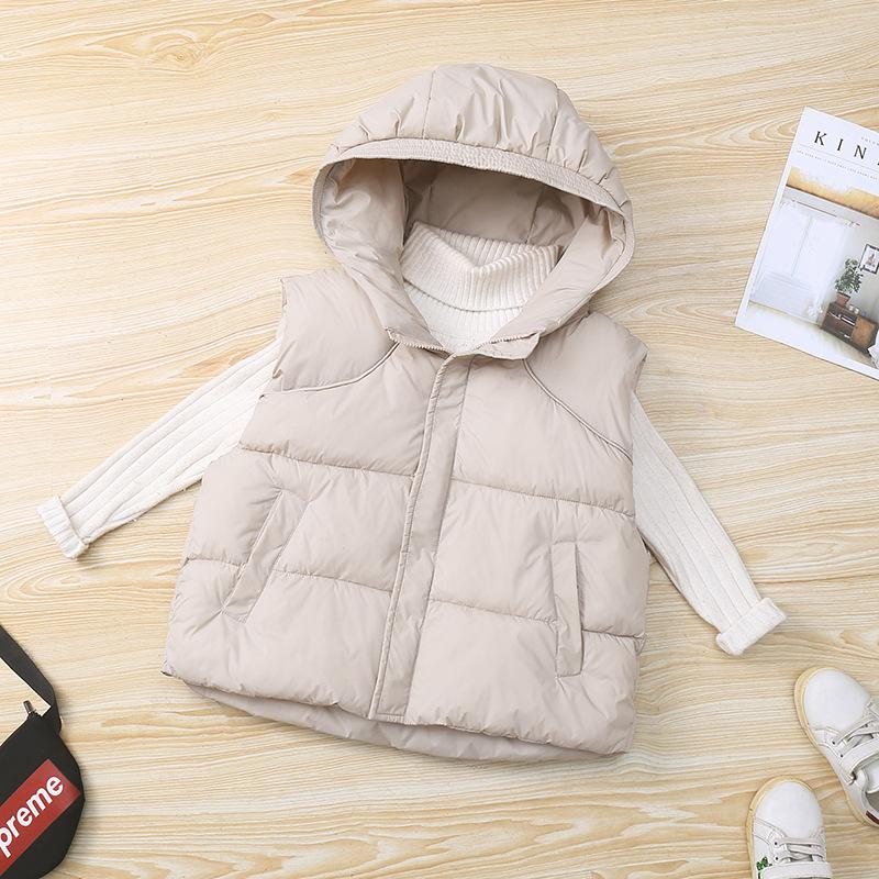 Autumn Winter Boys Girls Vest Solid Color Waterproof Thick Keep Warm Zipper Jacket for Kids Cotton Down Waistcoat