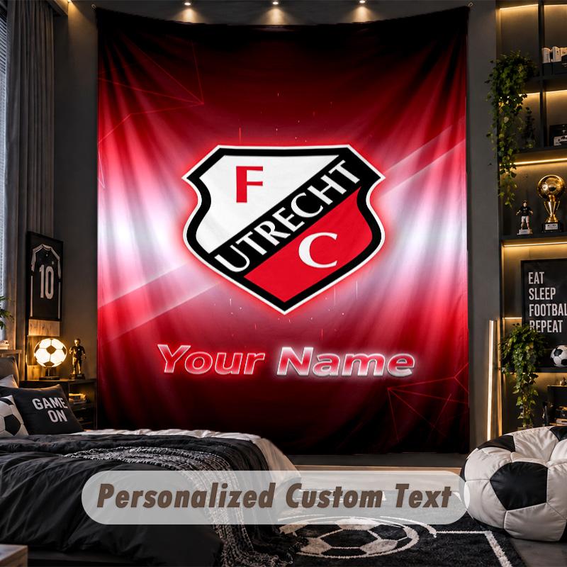 Tapiserie FC Utrecht Vlastní jméno Text Personalizovaná nástěnná závěsná tapiserie Domácí dekorace na zeď
