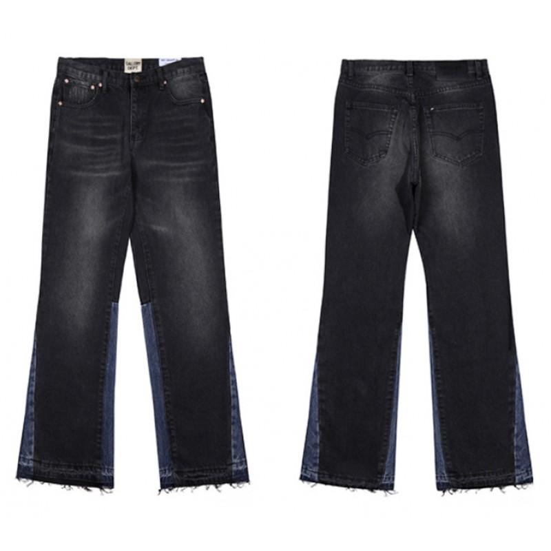 Mens High Street Graffiti Jeans Vintage Washed Slightly Flared Long Pants