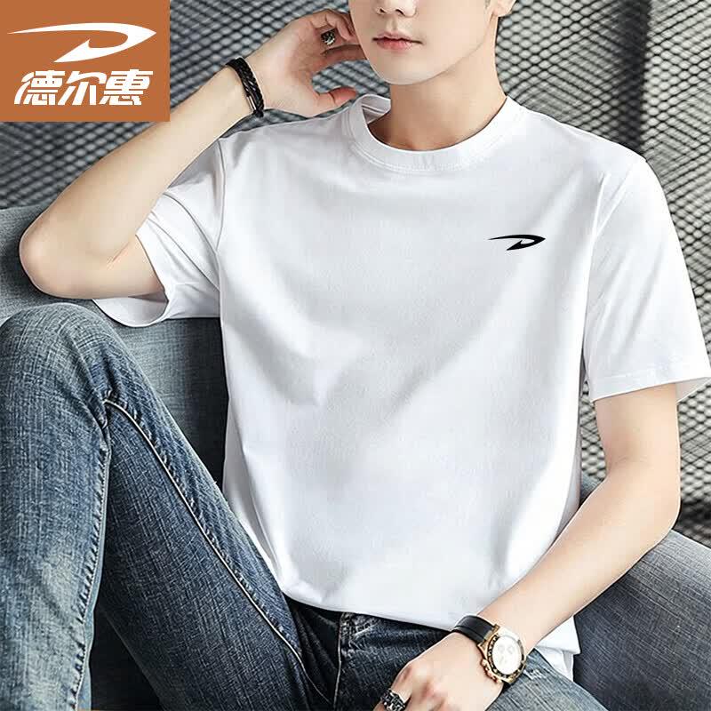 DELHUI Men s Pure Cotton Short Sleeve T-Shirt L