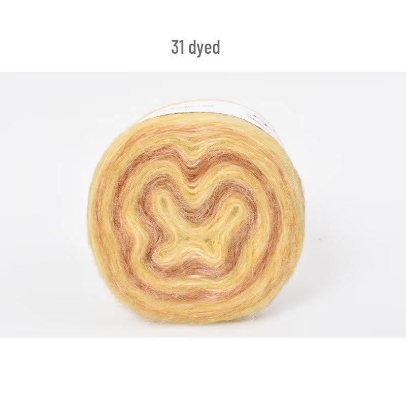 Hand-Dyed Gradient Rainbow Mohair Yarn - Fluffy, Soft, and Perfect for Knitting and DIY Projects.