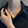 Double-ring Zirconia Necklace, Exclusive Collar Chain, Luxurious and High-end Style, Titanium Steel, Versatile for Men's Pendants