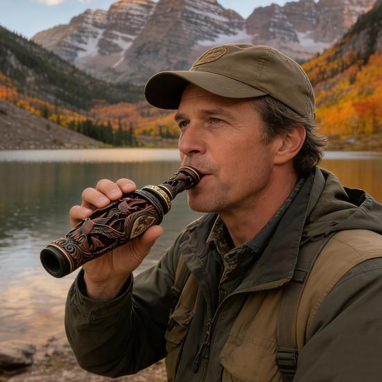 Fluier pentru chemarea rațelor de vânătoare, realizat manual, portabil, sculptat manual în lemn, sunet realist, pentru vânătoare în aer liber, păsări de apă, corb, pasăre, chemător de animale, fluier atrăgător