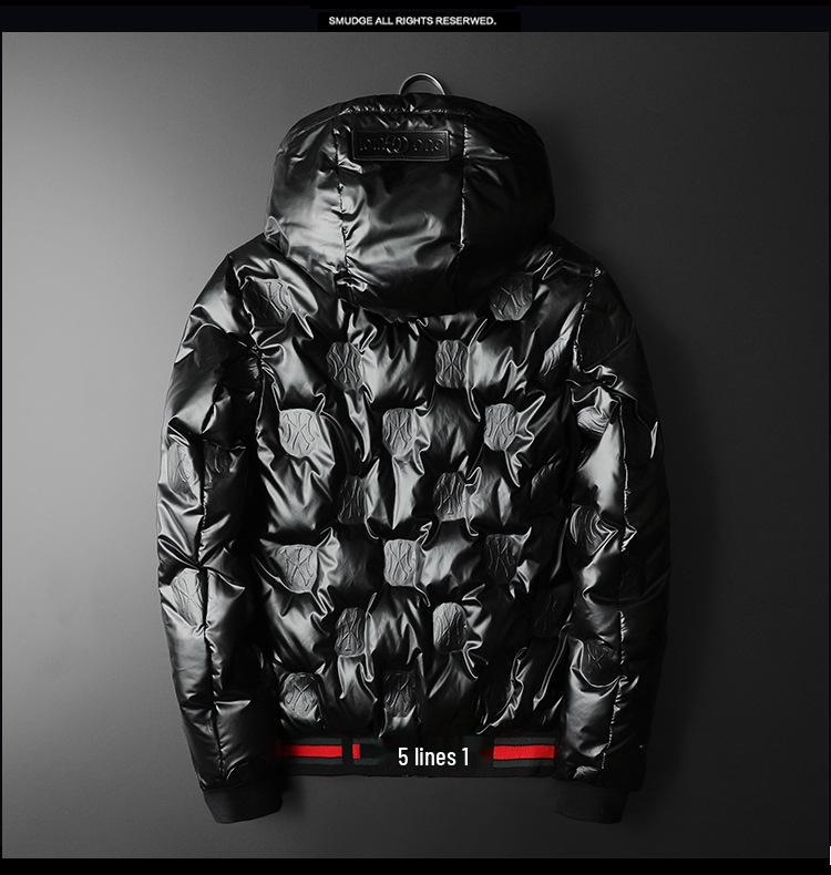 2023 European Trendy Men's Glossy Hooded Down Jacket - Warm White Duck Down, Plus Size