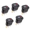 5Pcs 12V /20A Round Red LED Fog Light Rocker Switch On Off Button For Car Truck Boat Van Interior Control Panel Accessories Switches4