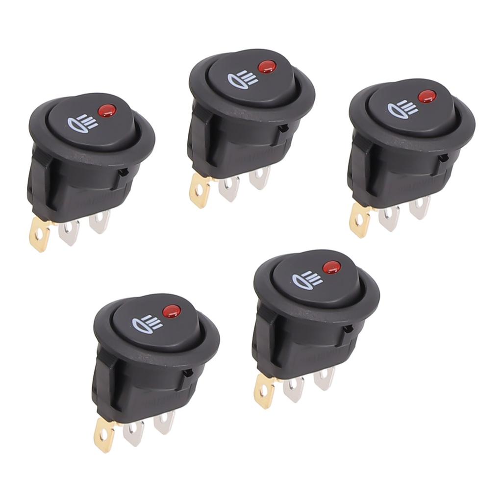 5Pcs 12V /20A Round Red LED Fog Light Rocker Switch On Off Button For Car Truck Boat Van Interior Control Panel Accessories Switches4