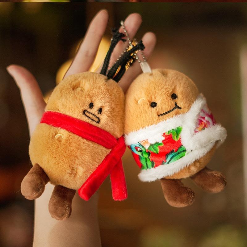 Plush Doll Claw Machine Stall Couple Bag Small Pendant Keychain Squeak School Bag Hanging Decoration