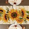 Autumn Sunflower Table Runner Retro Spring Summer Flower Home Kitchen Catering Decoration Seasonal Farmhouse Flower Decoration