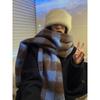 High sense gradual change color black and white striped mohair extended large version scarf imitation cashmere thickened warm shawl