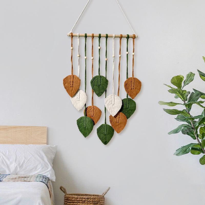 Bohemian Handmade Cotton Leaf Tapestry Wall Hanging
