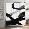 Modern Black and White Abstract Art Waterproof Shower Curtain Heat Resistant Machine Washable Non-Transparent 180x180cm