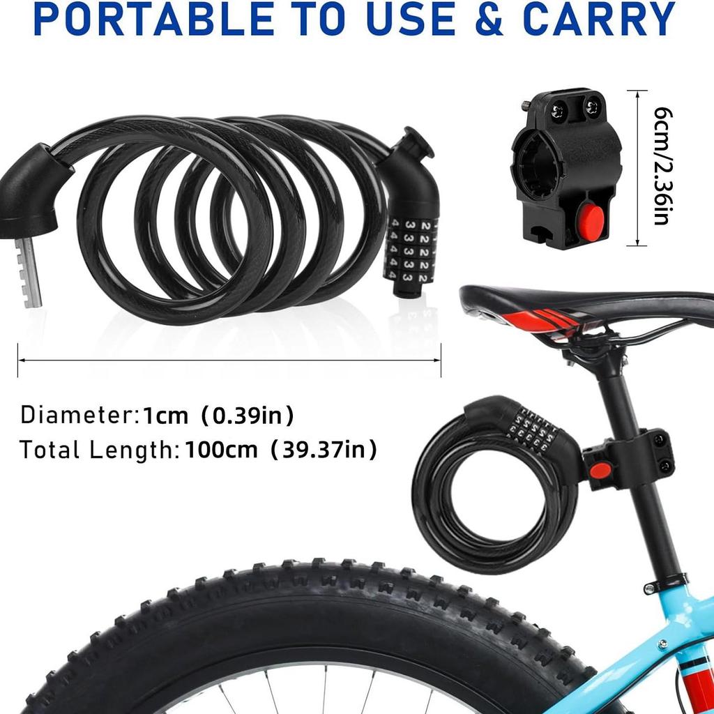 5-Digit Combination Anti-Theft Bicycle Lock - Portable Steel Cable for Cycling
