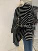 2218 Embroidered Brushed Striped Mid-Length T-Shirt - Early Spring 2023 Edition for Women