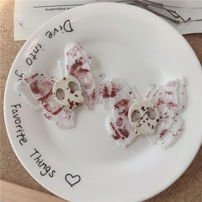 Punk Skeleton for Butterfly Decor Hair Scrunchies Elastic Hair Clips Lolita Ponytail Holder Festival Women Hair Supplies