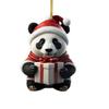 Cartoon Christmas Panda Ornament 2D Xmas Hanging Ornament Car Panda Pendants  Party Supplies