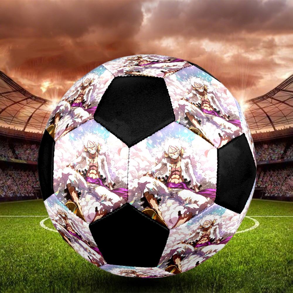 One Piece Anime Epic Illustration Soccer Ball Colorful All Ages Machine Stitched PVC Competition Ready Durable High-Bounce.SIZE5