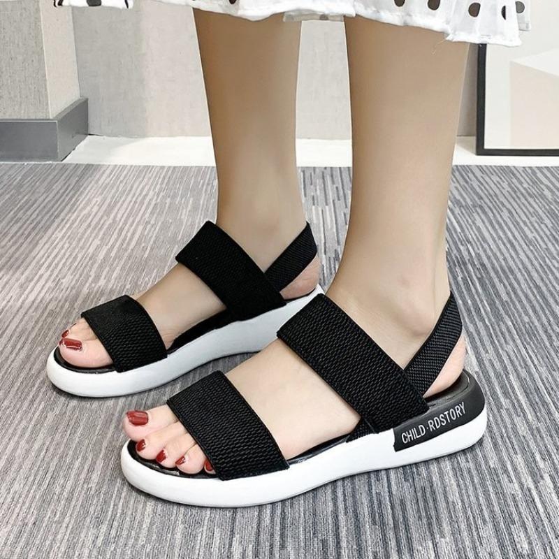 Sports sandals women's elastic elastic summer new student flat-bottomed beach women's shoes