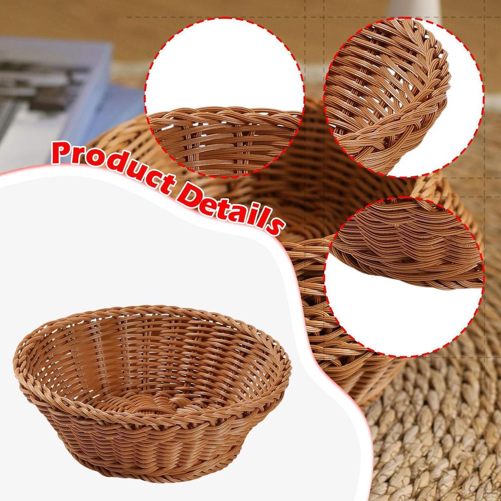 Basket Bread Multipurpose Decoration Novelty Imitation Rattan Handwoven for Holiday