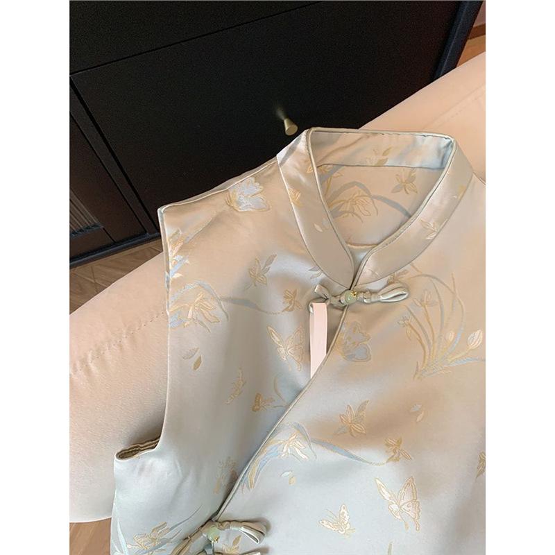 diagonal jacquard embroidered vest women's new high-end temperament thin sleeveless vest