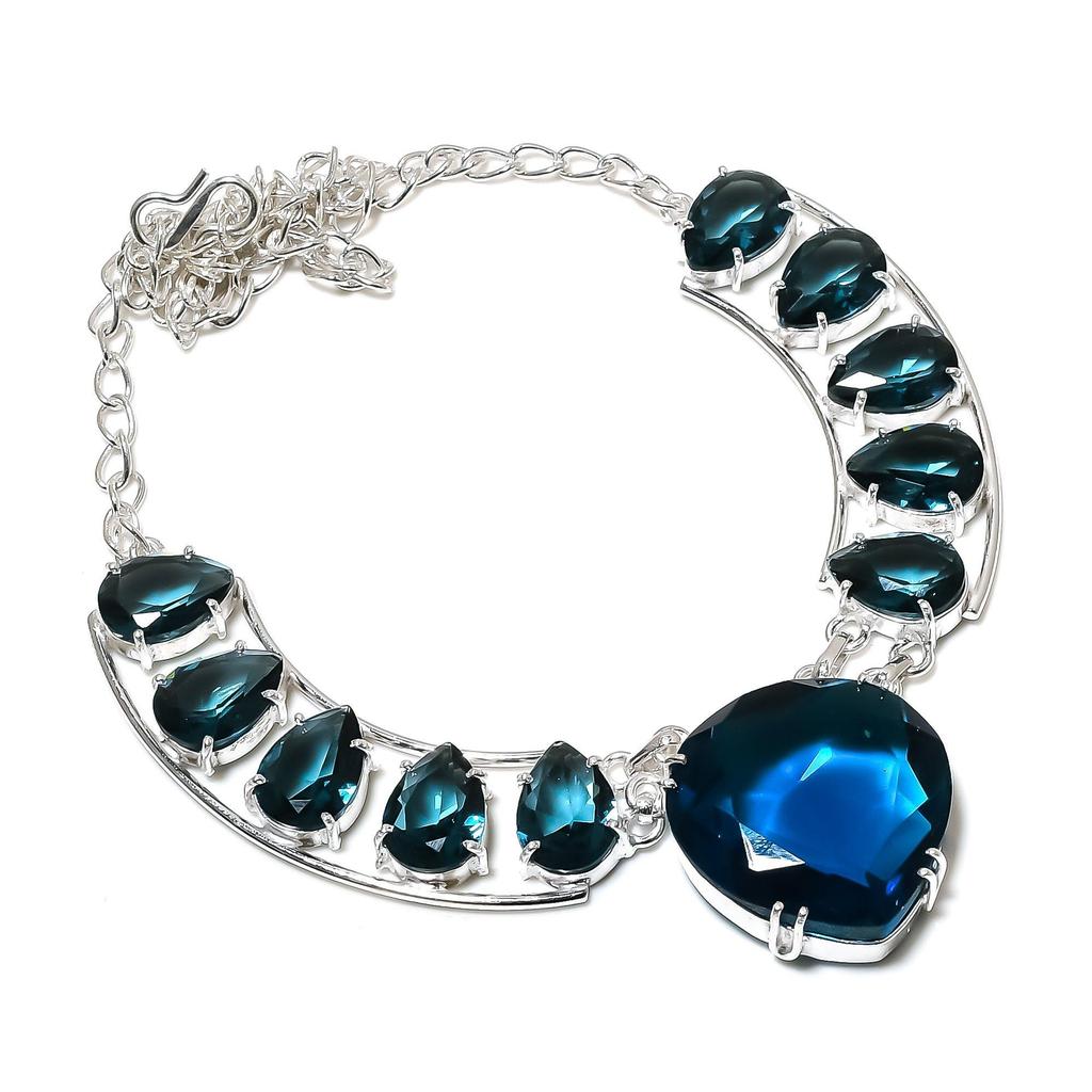 Amazing Indocolite Gemstone Handmade 925 Sterling Silver Electroform Necklace,indocolite Silver For Wife Unisex Pendant Wadding Gifts