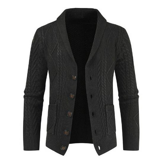 

2024 Європейський розмір Весняний/Осінній кардиган: Светр з косами, з довгим рукавом, модний, потовщений XXL чорний