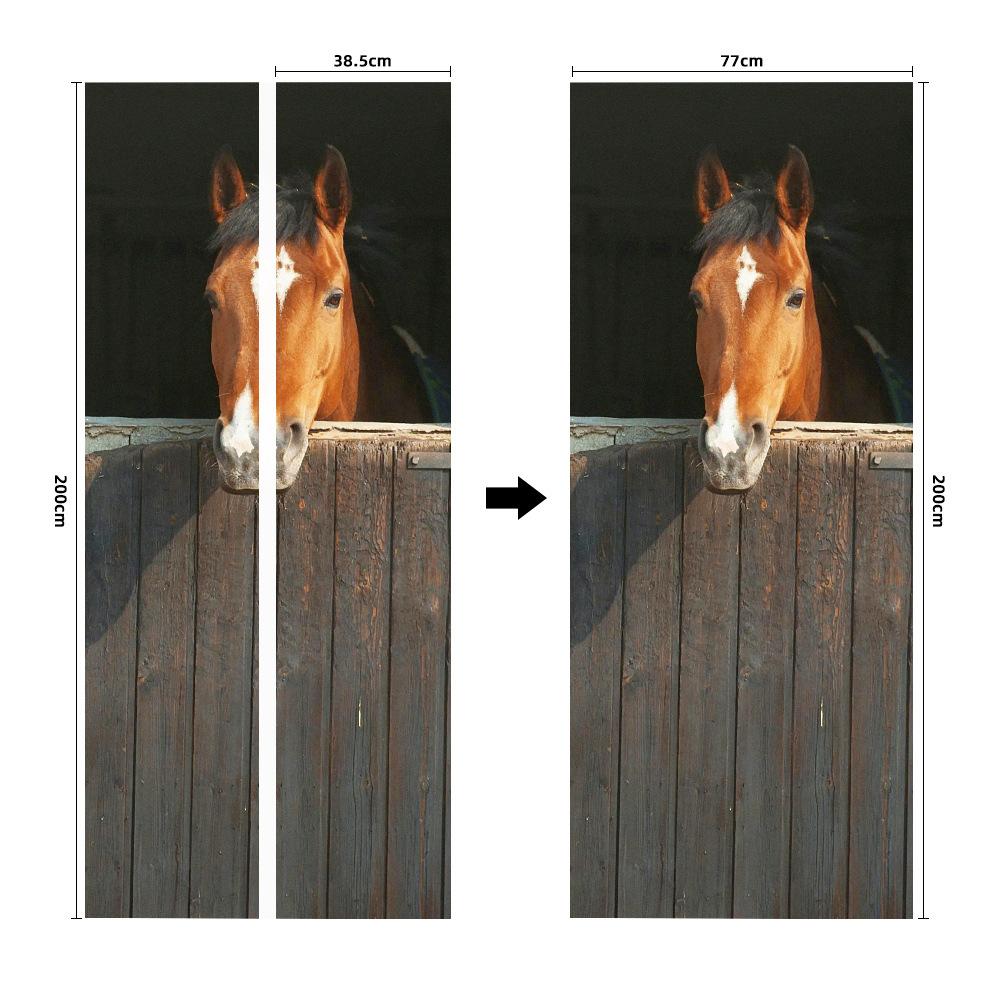 Meiji Creative Environmental Protection Stallion 3D Door Sticker Renovation Self-Adhesive Bedroom Wall Sticker Direct Sales Door Frame