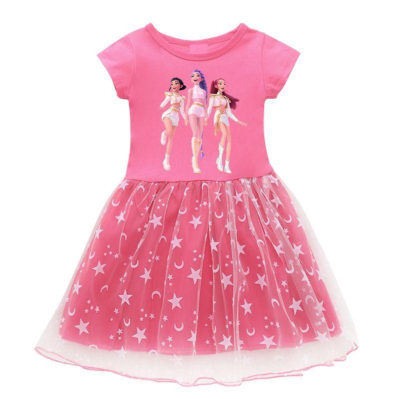 Vestito per Bambina K-Pop “Hunter” Girl Group: Vestito Estivo da Bambina a Maniche Corte in Tulle