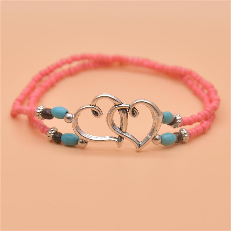 1 Stück Neue Böhmische Seestern Muschel Perlen Fußkettchen Für Frauen Doppeltes Herz Perlen Bein Kette Sommer Strandparty Barfuß Sandale Schmuck