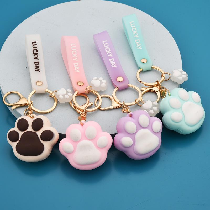 Buy New Style PVC Soft Rubber Cat Claw Keychain Jelly Couple Car Key
