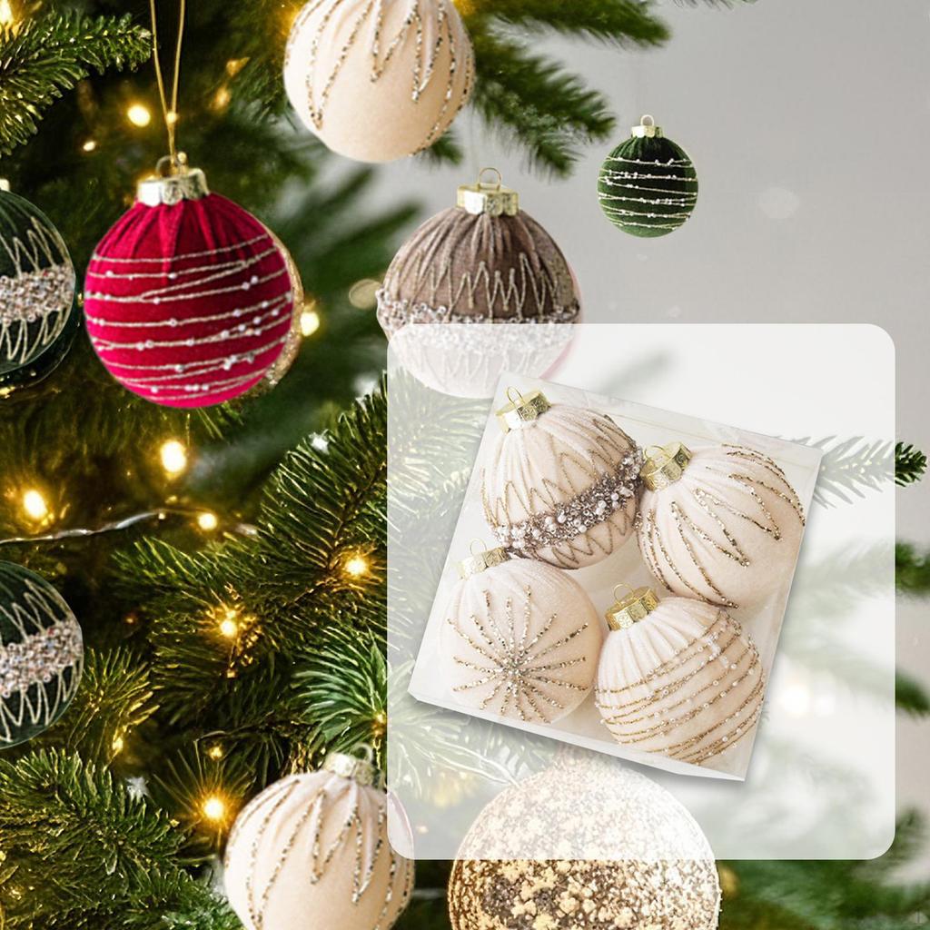 4 Stück Samt Weihnachtskugel Ornamente Baum DIY Heimdeko Weihnachtsdekorationen