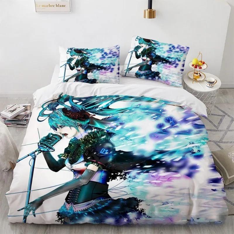 New 3D Future Singer Hatsune Miku Cartoon Bedding Quilt Cover Student Bedding Soft Microfiber Bedspread Lightweight Coverlet