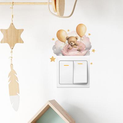 Fun-kg50 Cartoon Gute Nacht Bär Ballon Schalter Aufgeklebt Auf Wohnzimmer Veranda Heimverschönerung Wandaufkleber