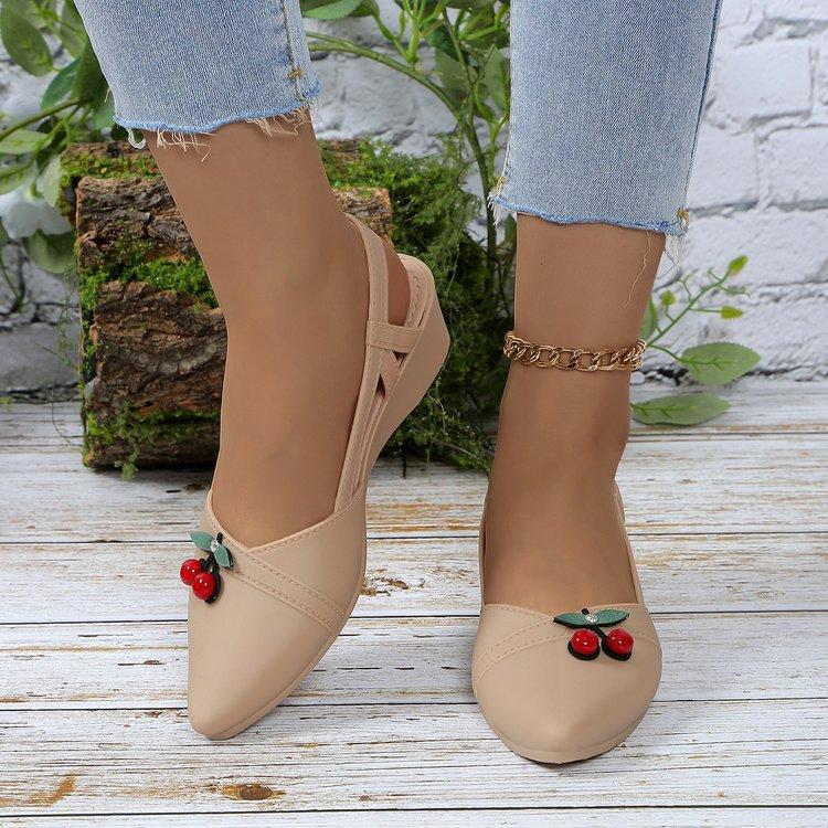 

Side empty bag head sandals summer new fruit pattern wedge heel women s shoes tea 40