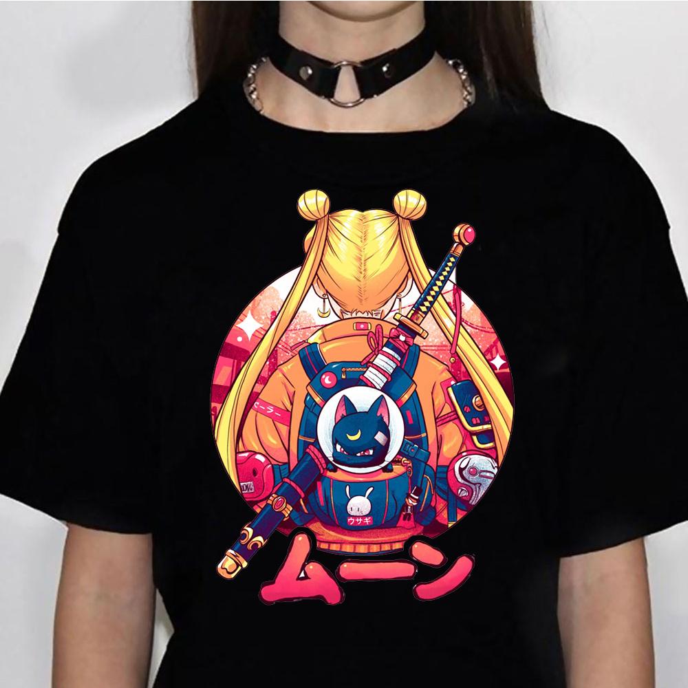 80s Moon Cat t shirt Women comic Japanese harajuku tshirts feUnisex 2000s anime funny clothes