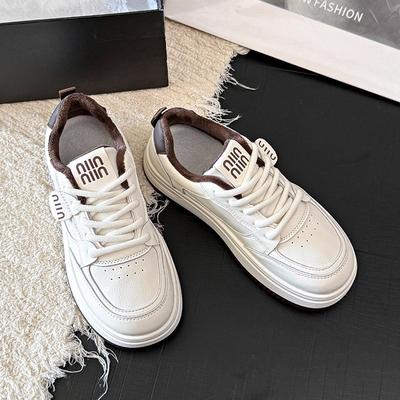 Leather Velvet Thick-soled White Shoes Women's Shoes Winter New Two Cotton Shoes Versatile Soft-soled Casual Sports Shoes