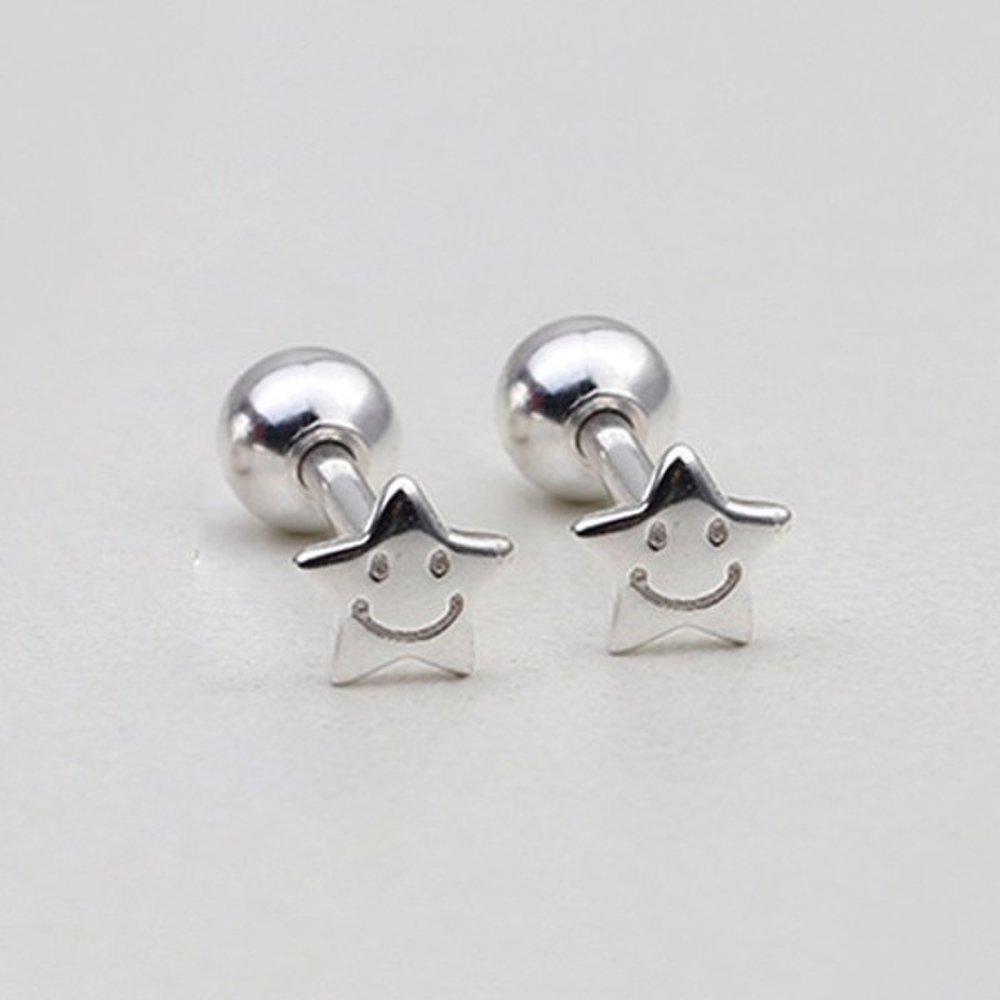 [Aslit] Piercing Earrings Silver 925 Smile Mini Star Daily