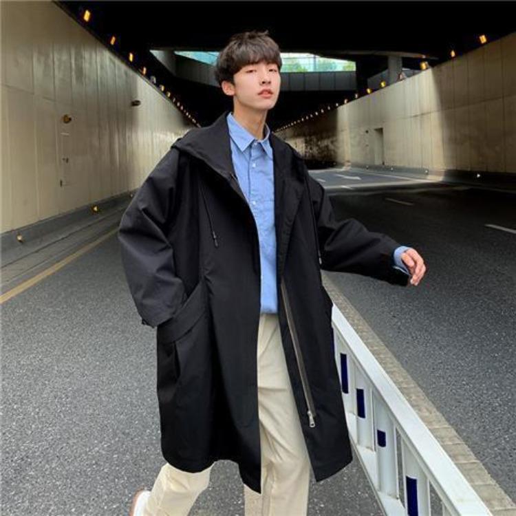 

Весенне-осенняя мужская куртка средней длины, мужская свободная корейская версия, модная куртка, осеннее бейсбольное пальто L чёрный