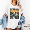 Streetwear Meme Dummer Kanadischer Wolf Vogel Damen T-Shirt Lässiges Tee Unisex Baumwolle Oversize Harajuku Sommer Locker Kurzarm Top