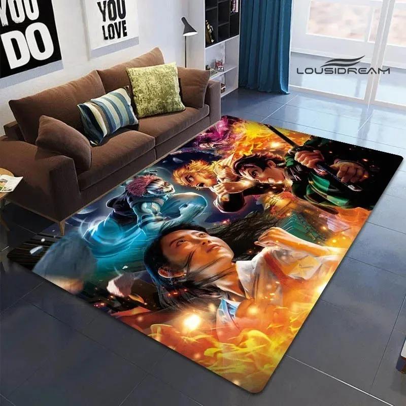 Demon Slayer Printed Carpet for Living Room Decoration Japanese Anime Bedroom Area Rug Non-slip Home Bathroom Floor Mat
