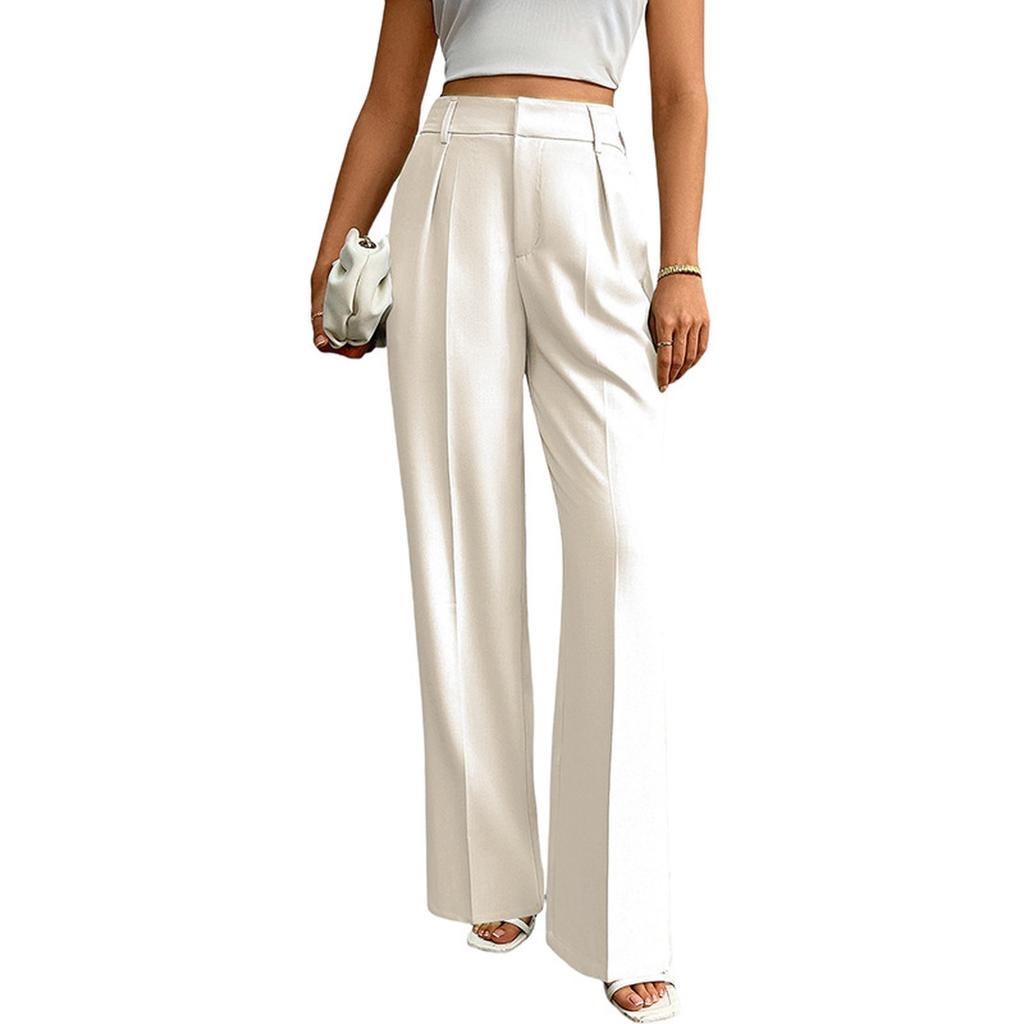 Women's Casual Business High-Waisted Loose Straight Wide-Leg Suit Pants