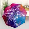Colorful Metatron's Cube Umbrella, Portable 3-Fold Umbrella for Men & Women,Christmas Gift ES331