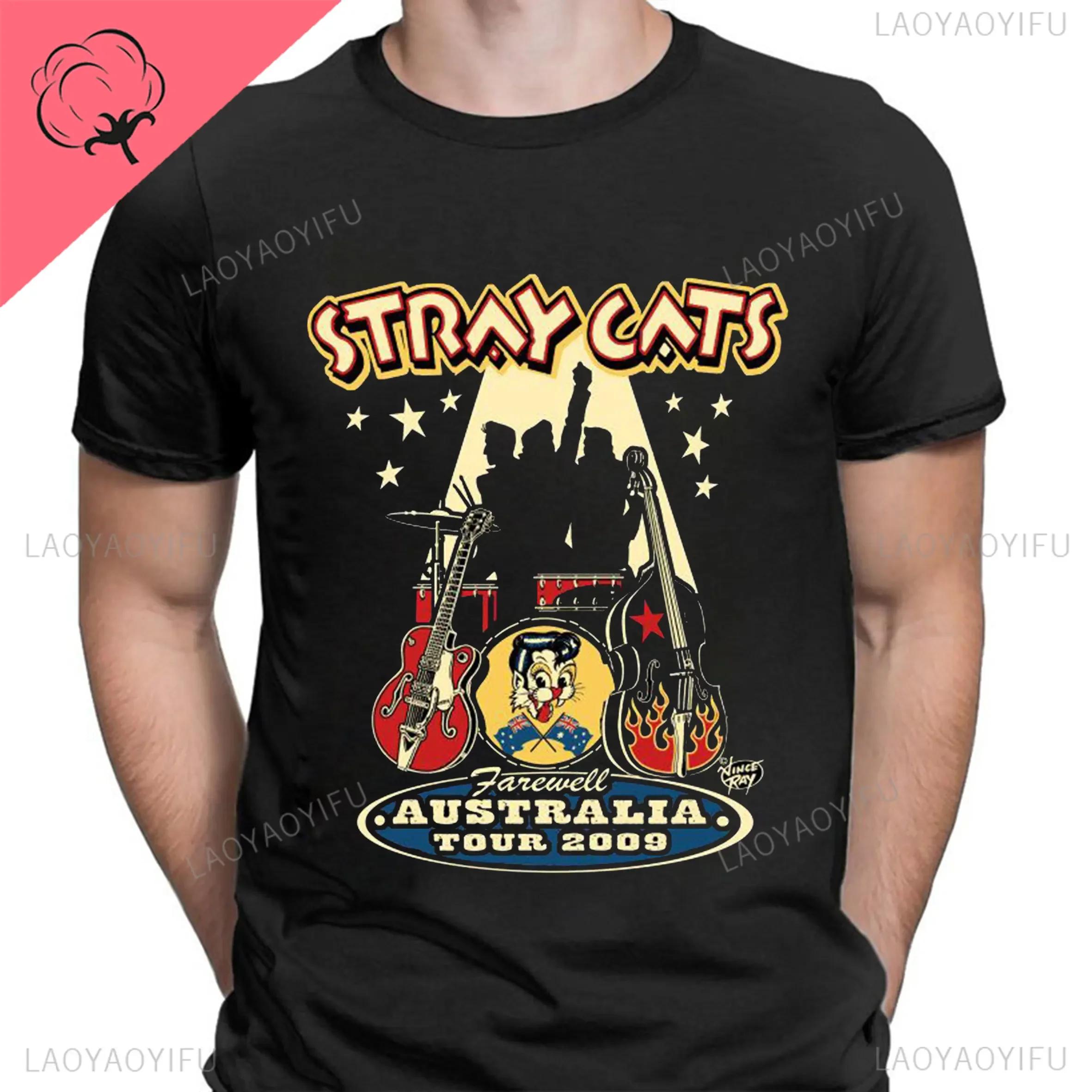 

Stray Cats Rock Classic Tshirt American Rockabilly Band Fans Hipster Streetwear Fashion Breathable Boy Girl Men Cotton T Shirts S чорний