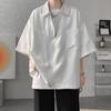 Men Half Zip Lapel Short Sleeve Shirt With Pockets Oversized Casual Streetwear Top for Men