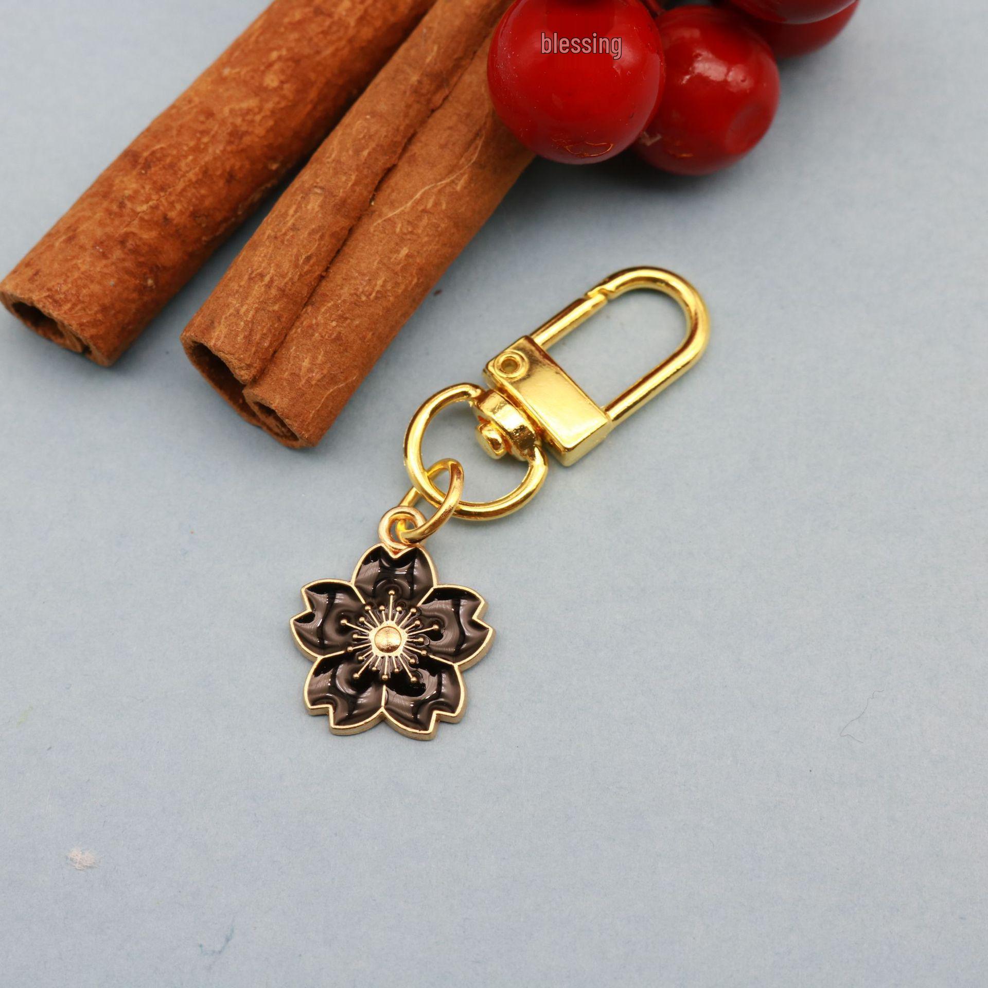 Cherry Blossom Drip Oil Keychain Pendant - Japanese Style