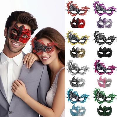 2PCS/set Elegant Couple Masks Women Lace Mask Men Painted Half Face Mask Eye Mask Set Masquerade Party Decoration Costume Prom