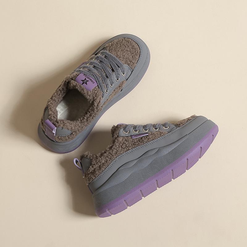 

Вельветовые хлопковые туфли на толстой подошве 2025 осень и зима пушистые папины кроссовки повседневное тепло интернет-знаменитости увеличивают рост белые туфли женские 40