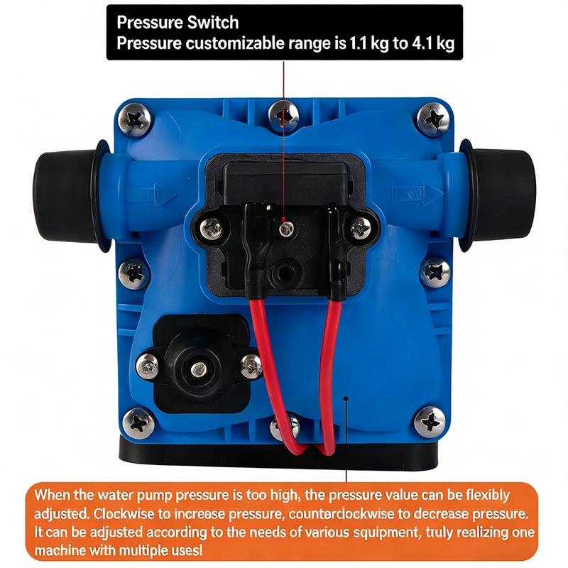 RV Water Pump - 12V/24V Self-priming Booster Pump - Horizontal Marine DC Miniature Electric High-pressure Diaphragm Pump