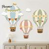 Wooden Hot Air Balloon Wall Decor 3Pcs Cute Decor, Cloud Banner Nursery 3D Art for Kids Room Hanging, Playroom Background Bedroom Pennant Hanging