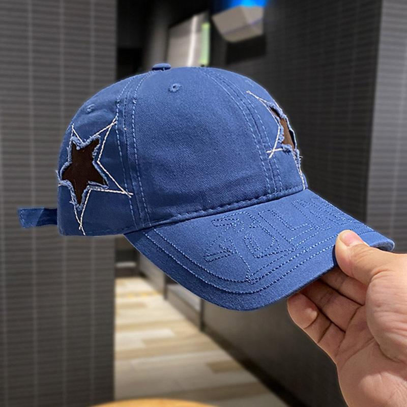 

retro washed baseball cap children version versatile face cap trendy couple outdoor sun hat men Adjustable 54-59cm синій