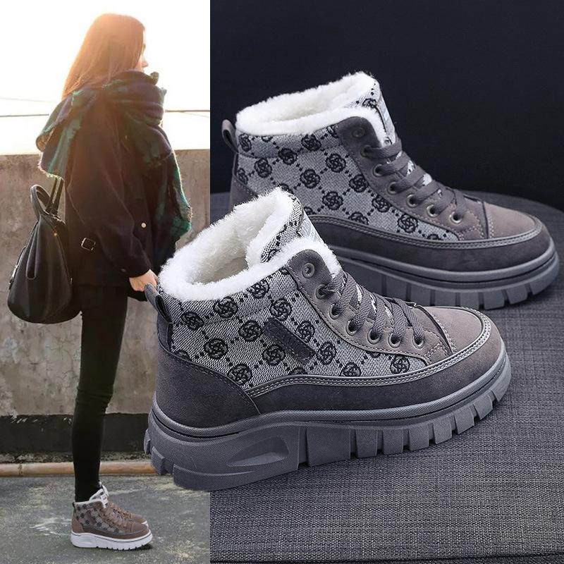 Damenstiefel Schneestiefel Wintermode Plus Samt Warme Stiefel Lässige Baumwollschuhe Damenschuhe